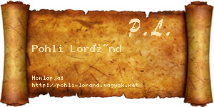 Pohli Loránd névjegykártya